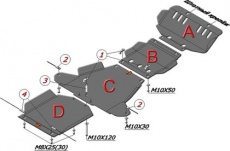 Защита Alfeco для картера, редуктор переднего моста, КПП и РК Great Wall Wingle 5 2011-2021