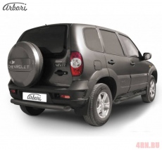 Защита заднего бампера Arbori d76 радиусная, для Chevrolet Niva (2010-2015) черн. № AFZDACHN1009B