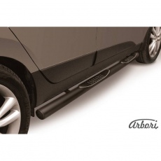Пороги Arbori d76 с проступями черные для Hyundai ix35 (2010-2015) № AFZDAHIX3504B