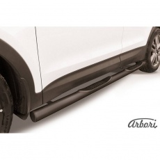 Пороги Arbori d76 с проступями черные для Hyundai Santa Fe (2012-2018) № AFZDAHSFT1206B