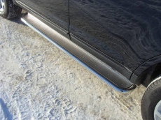 Пороги с площадкой (нерж. лист) 42,4 мм для Hyundai ix35 (2010-2015) № HYUNix35-09