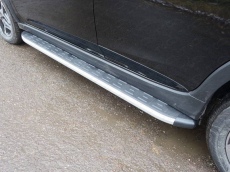 Пороги алюминиевые с пластиковой накладкой 1820 мм для Subaru XV (2017-2018) № SUBXV17-15AL