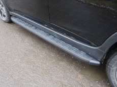 Пороги алюминиевые с пластиковой накладкой (карбон черные) 1820 мм для Subaru XV (2017-2018) № SUBXV17-15BL