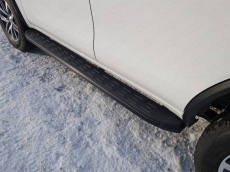 Пороги алюминиевые с пластиковой накладкой (карбон черные) 1820 мм для Toyota Fortuner (2017-2018) № TOYFORT17-30BL